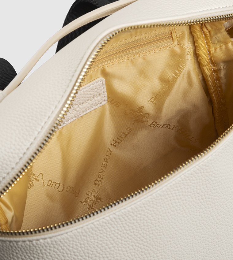 Textured Zippered Top Handle Bag