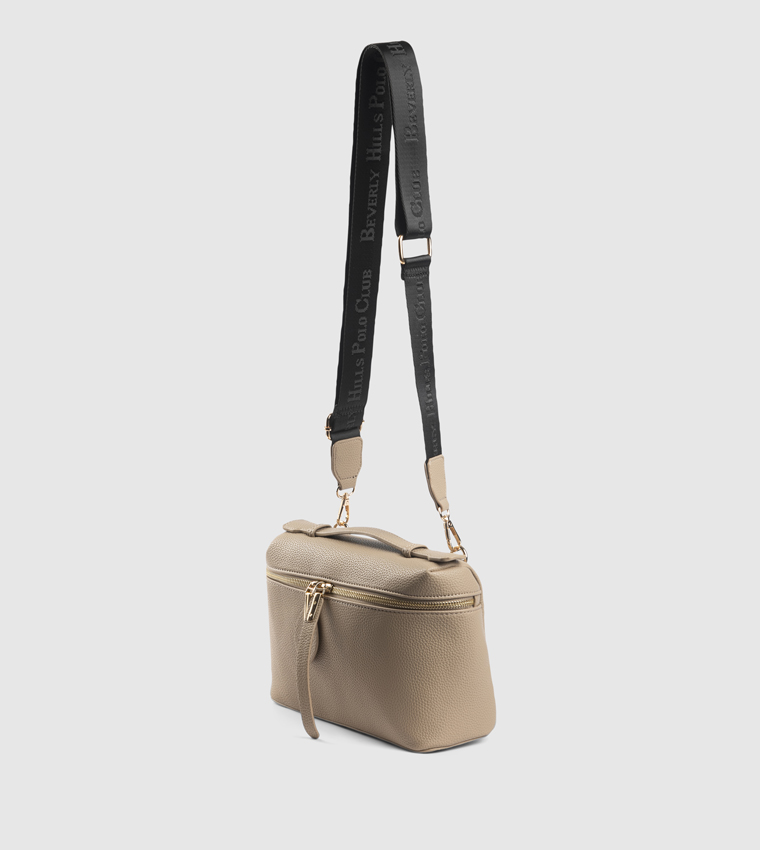 Textured Zippered Top Handle Bag