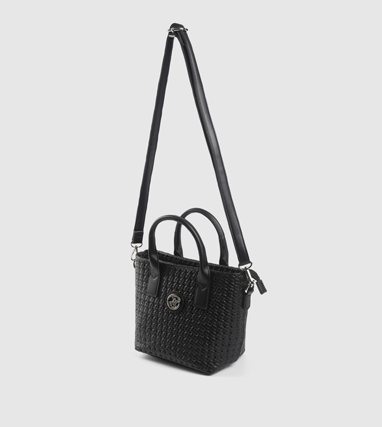 Woven Zippered Satchel Bag