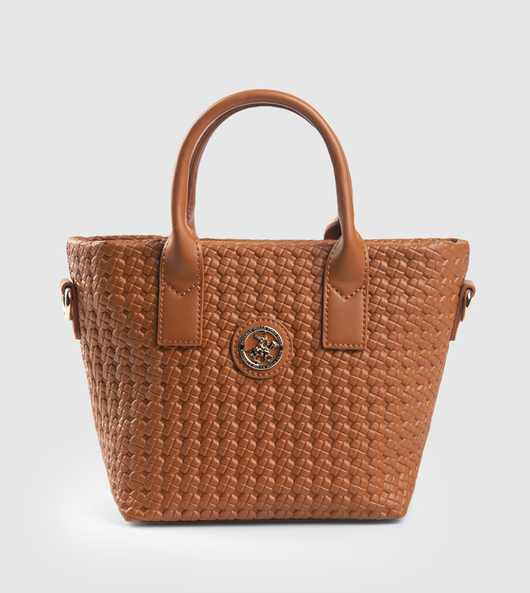 Woven Zippered Satchel Bag