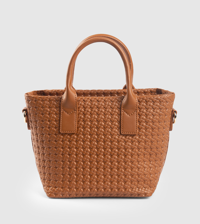 Woven Zippered Satchel Bag