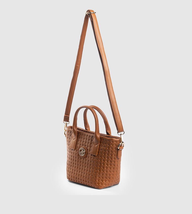 Woven Zippered Satchel Bag