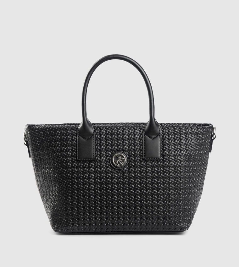 Woven Zippered Satchel Bag