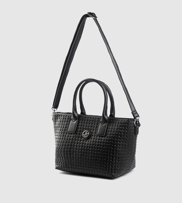 Woven Zippered Satchel Bag