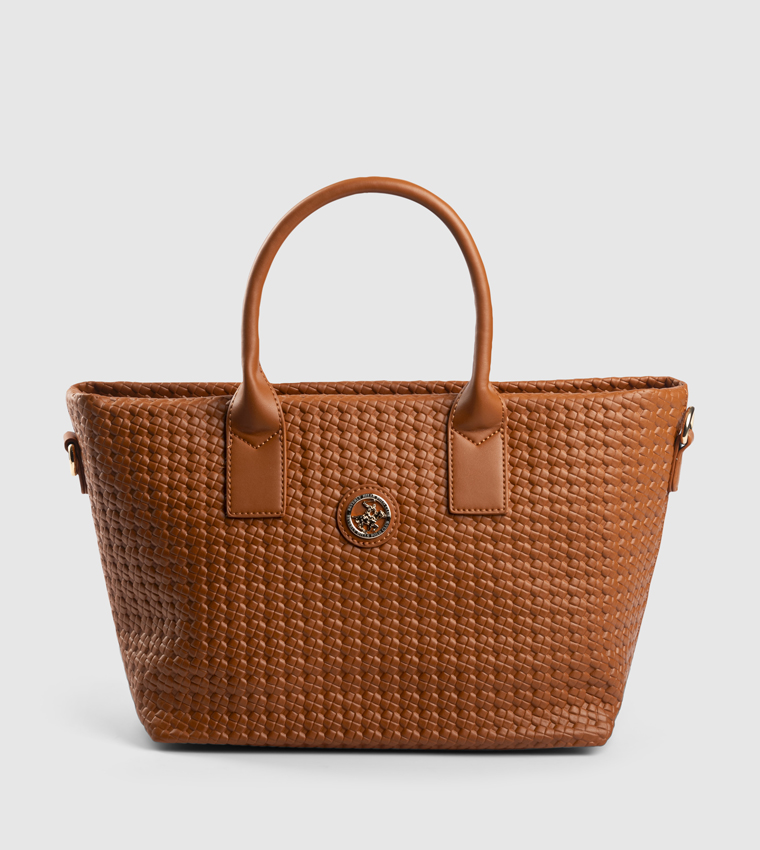 Woven Zippered Satchel Bag