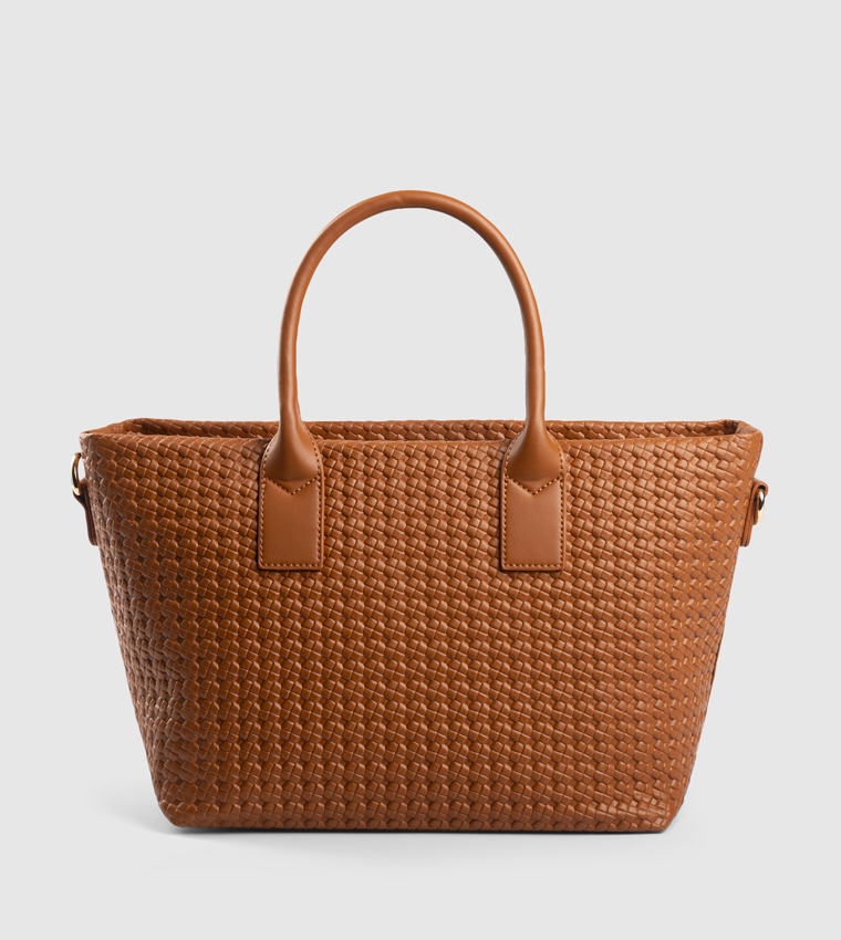 Woven Zippered Satchel Bag