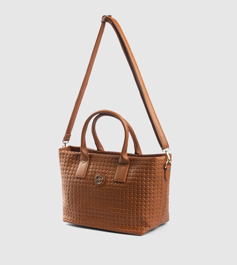 Woven Zippered Satchel Bag