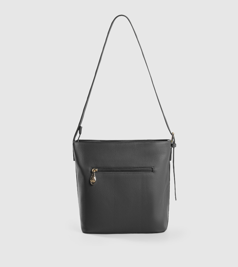 Textured Zippered Shoulder Bag