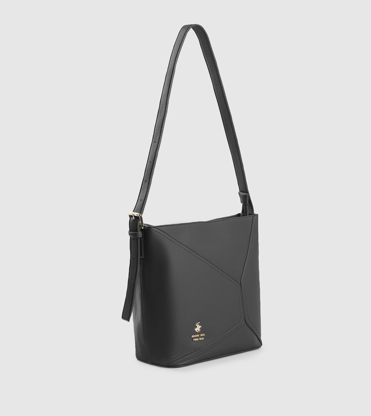 Textured Zippered Shoulder Bag