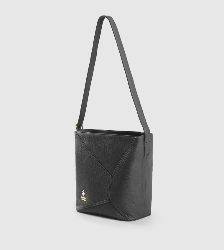 Textured Zippered Shoulder Bag
