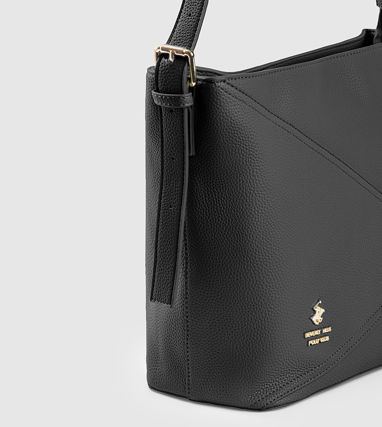 Textured Zippered Shoulder Bag