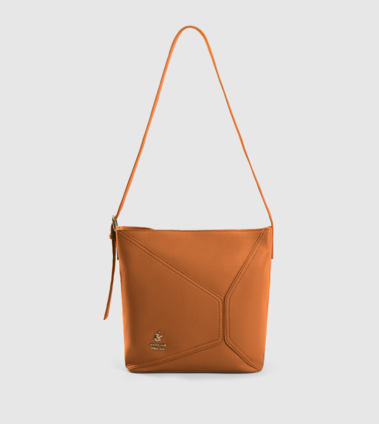Textured Zippered Shoulder Bag