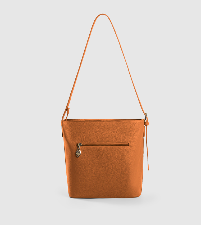 Textured Zippered Shoulder Bag