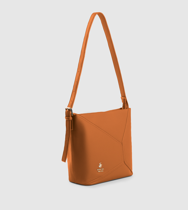 Textured Zippered Shoulder Bag