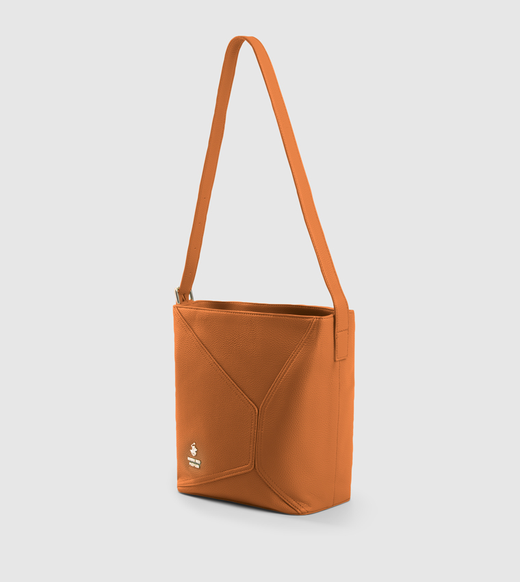 Textured Zippered Shoulder Bag