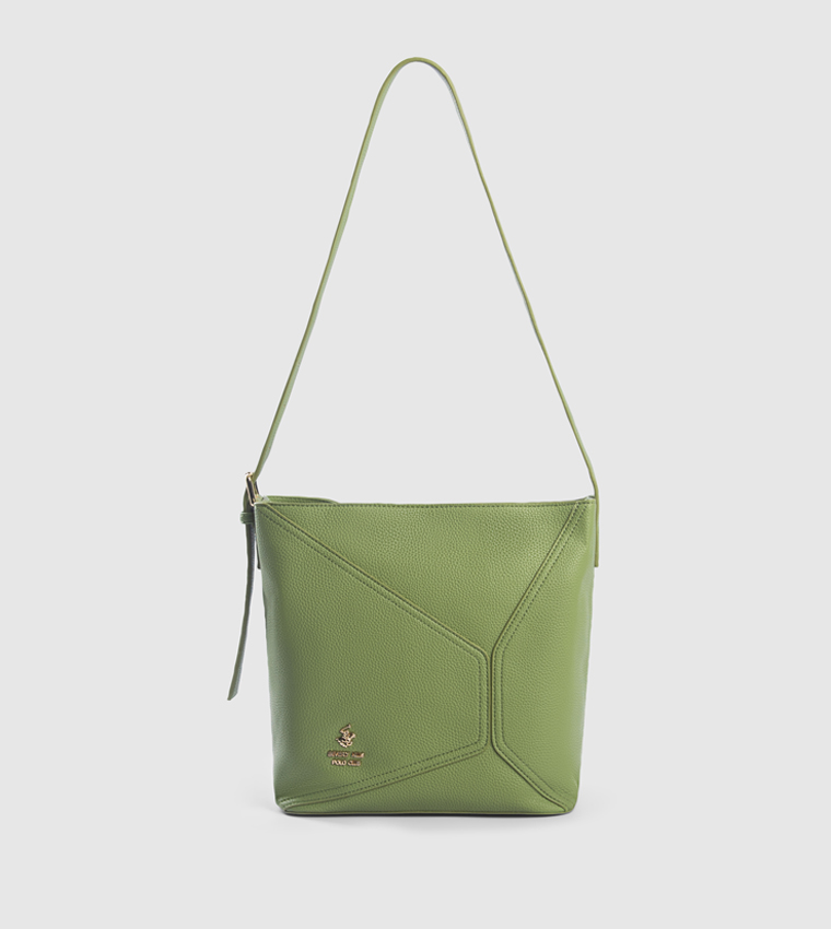 Textured Zippered Shoulder Bag