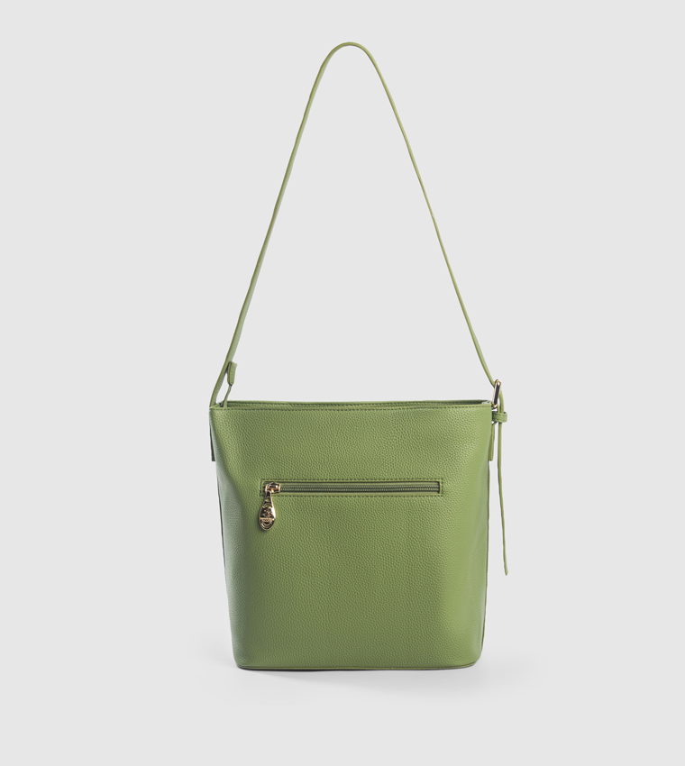 Textured Zippered Shoulder Bag