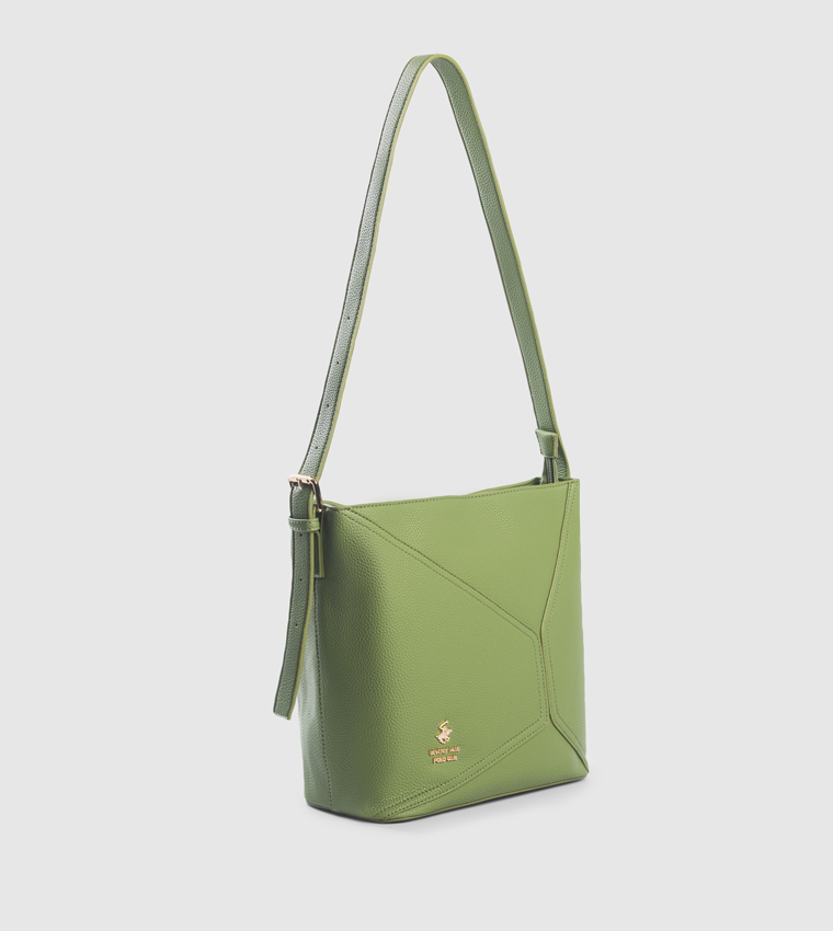 Textured Zippered Shoulder Bag
