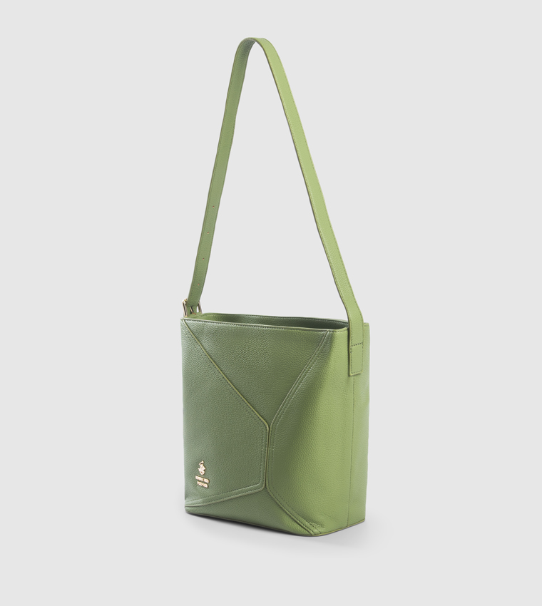 Textured Zippered Shoulder Bag