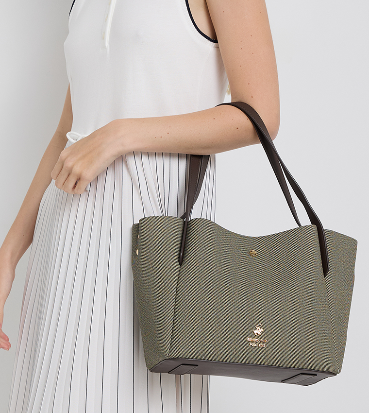 Textured Zippered Tote Bag