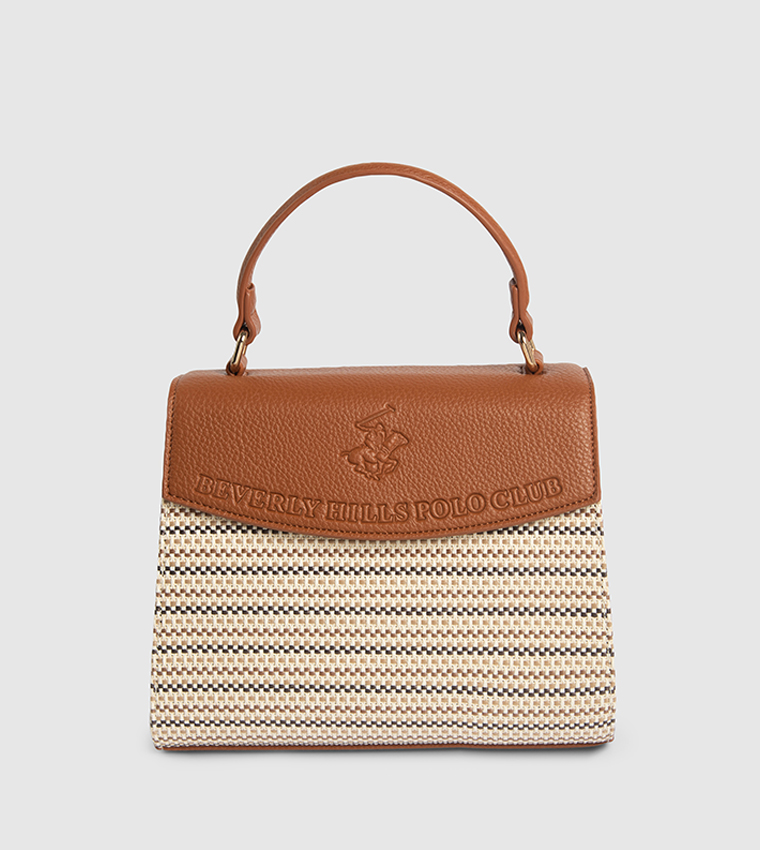 Patterned Flap Top Handle Bag