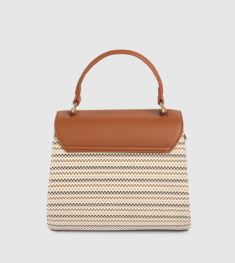 Patterned Flap Top Handle Bag