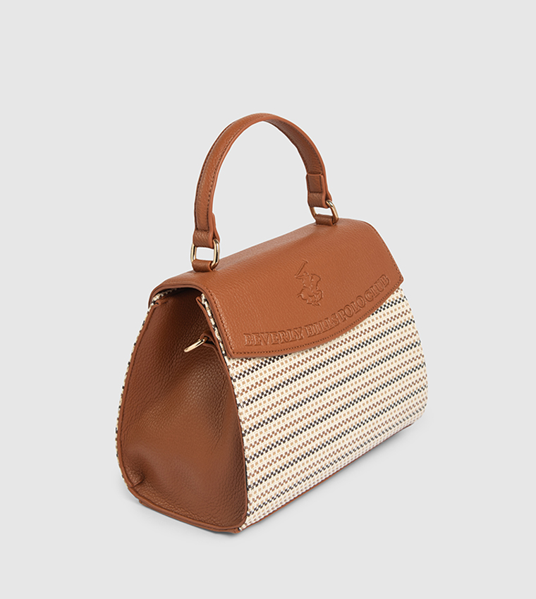 Patterned Flap Top Handle Bag