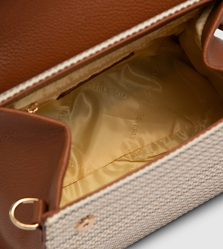 Patterned Flap Top Handle Bag