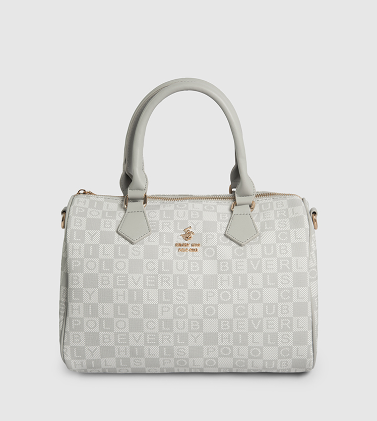 Logo Patterned Satchel Bag