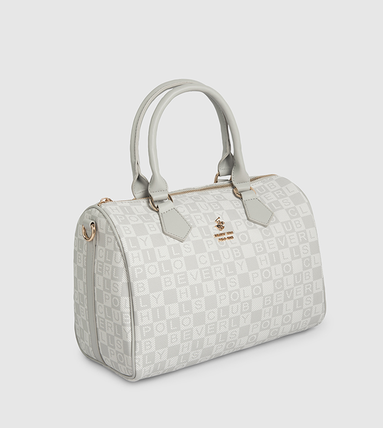 Logo Patterned Satchel Bag