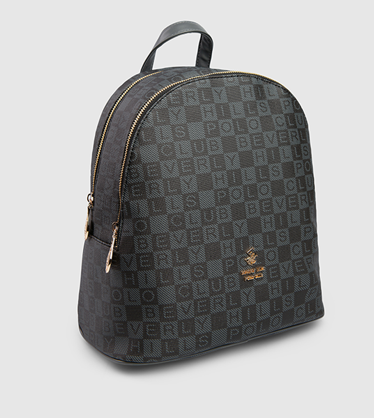 Logo Patterned Zip Around Backpack