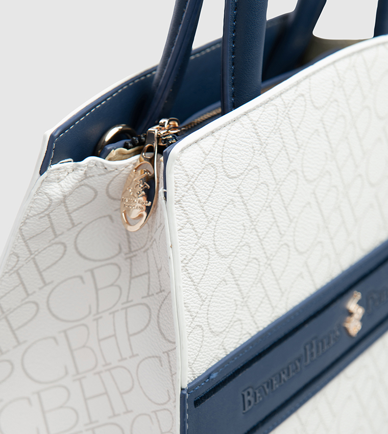 Logo Patterned Satchel Bag
