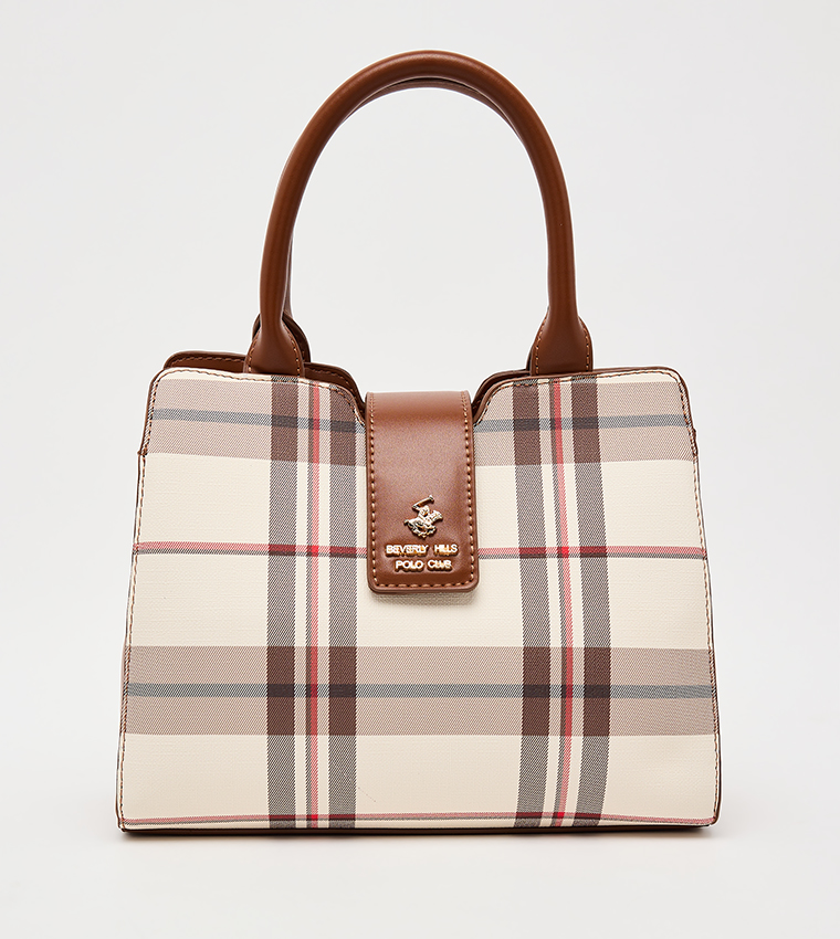 Plaid Patterned Satchel Bag