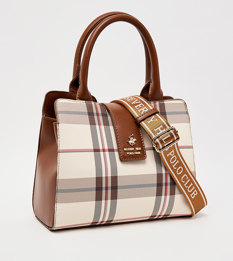 Plaid Patterned Satchel Bag