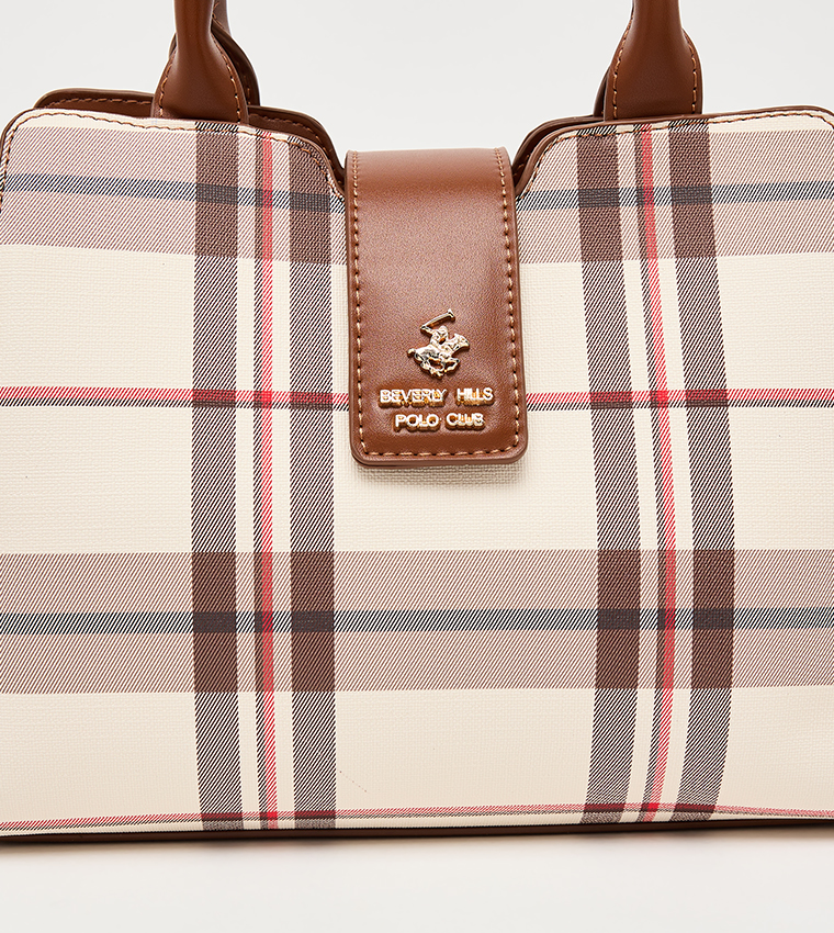 Plaid Patterned Satchel Bag
