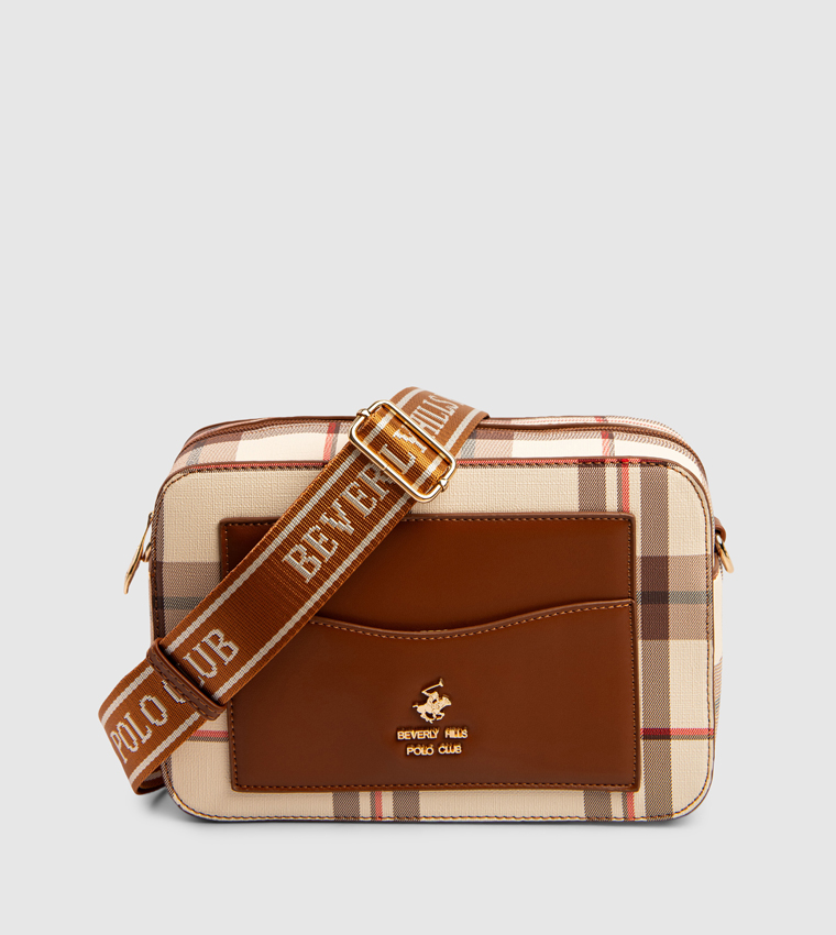 Plaid Zip-Closure Crossbody Bag