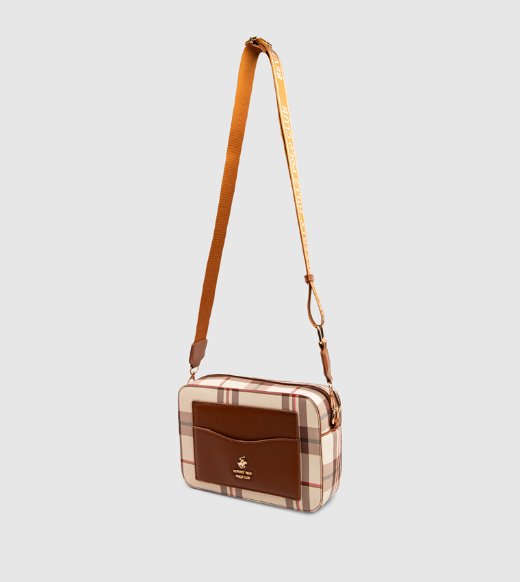 Plaid Zip-Closure Crossbody Bag