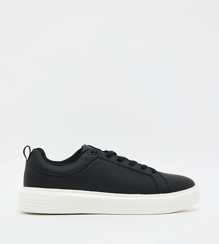 Solid Retro Lace-Up Sneakers