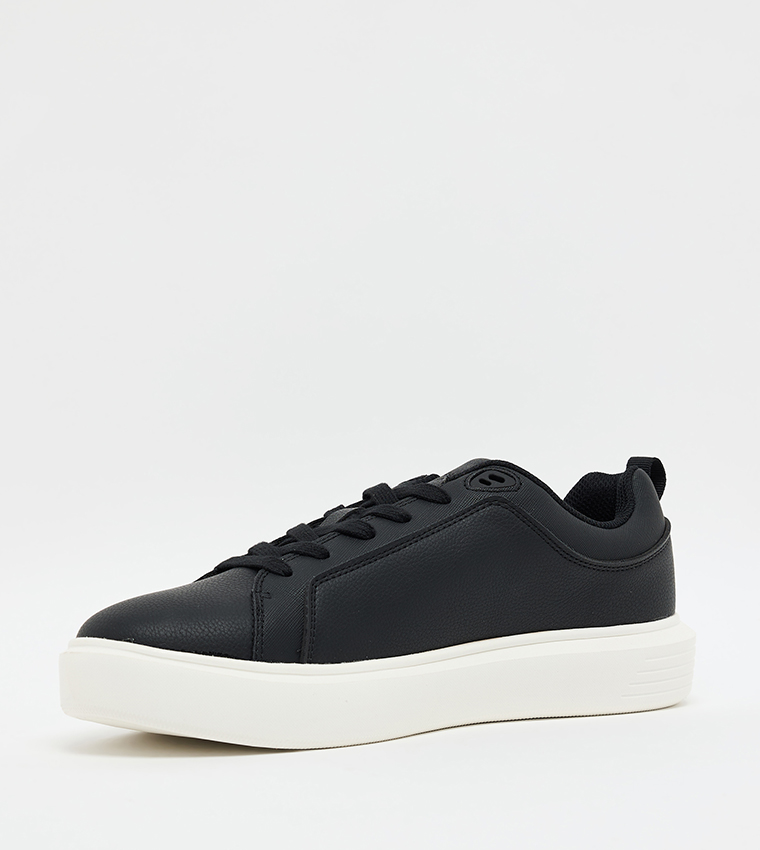Solid Retro Lace-Up Sneakers
