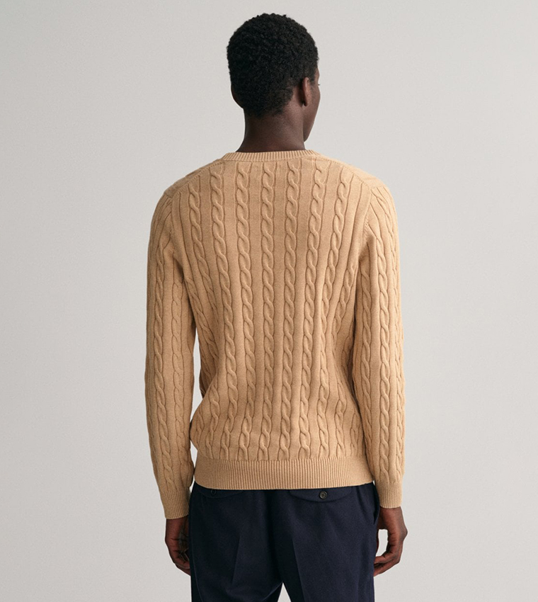 mens cable knit crew neck sweater