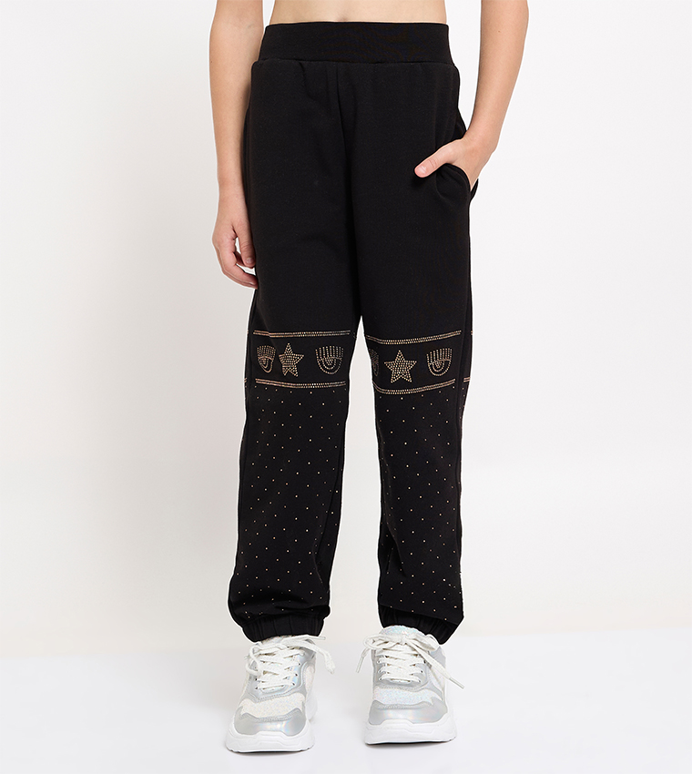 Embellished Elastic Waist Joggers