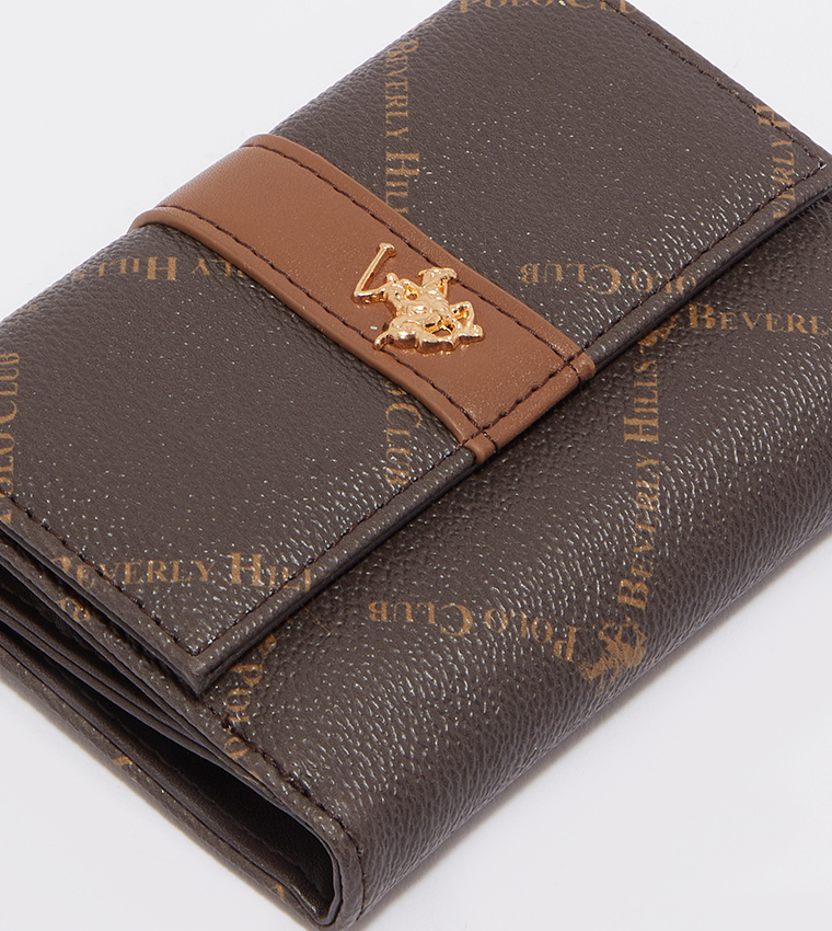 Buy Beverly Hills Polo Club Logo Printed Flap Wallet In Brown 6thStreet Kuwait