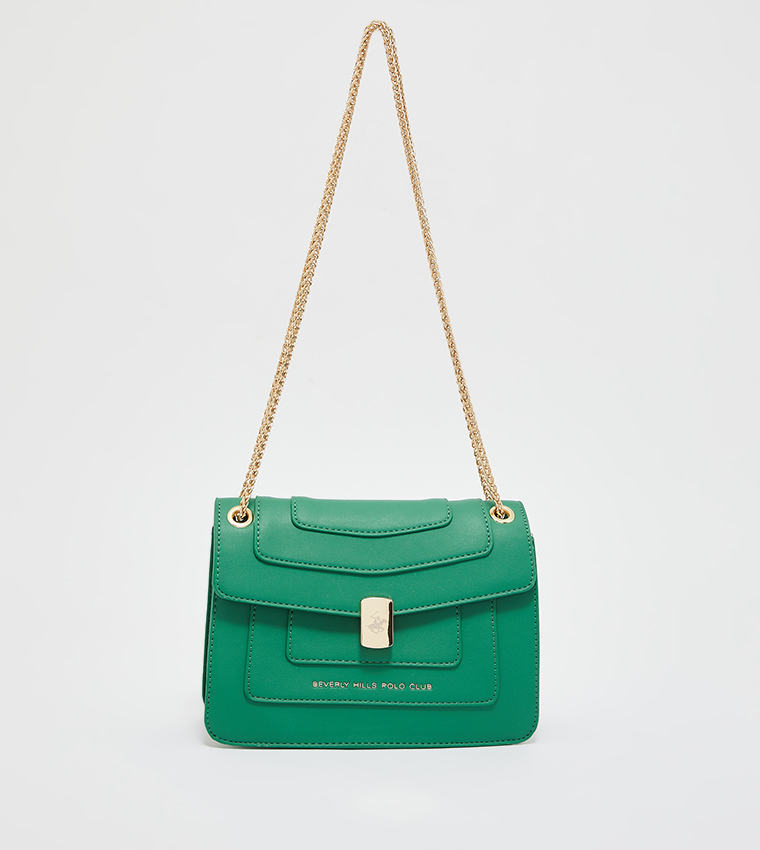 Buy Beverly Hills Polo Club Color Block Flap Sling Bag In Green 6thStreet UAE