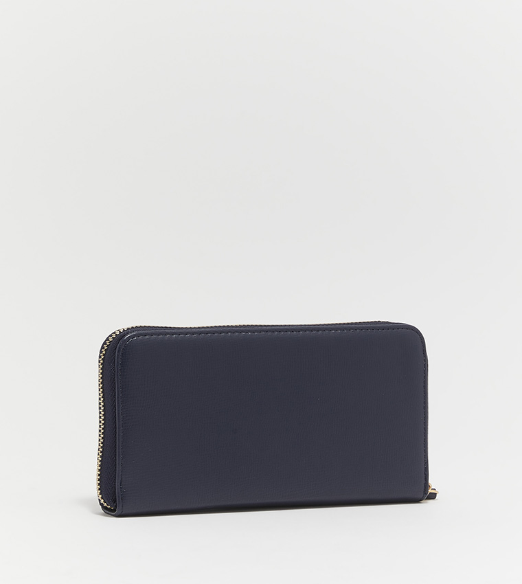 Logo Detailed Textured Wallet