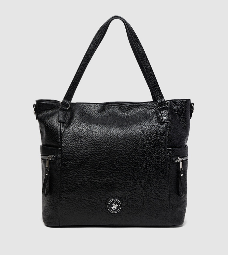 Textured Zippered Shoulder Bag