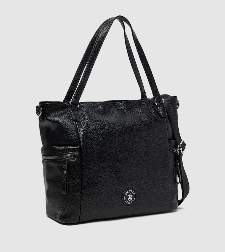 Textured Zippered Shoulder Bag