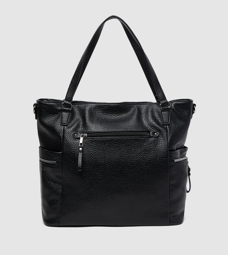 Textured Zippered Shoulder Bag