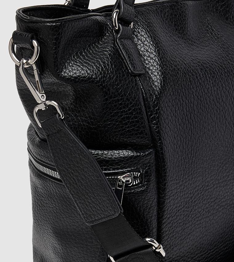 Textured Zippered Shoulder Bag