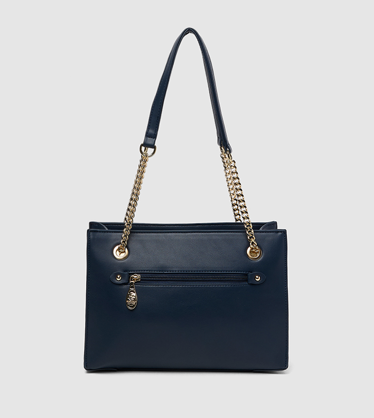 Logo Patterned Convertible Shoulder Bag