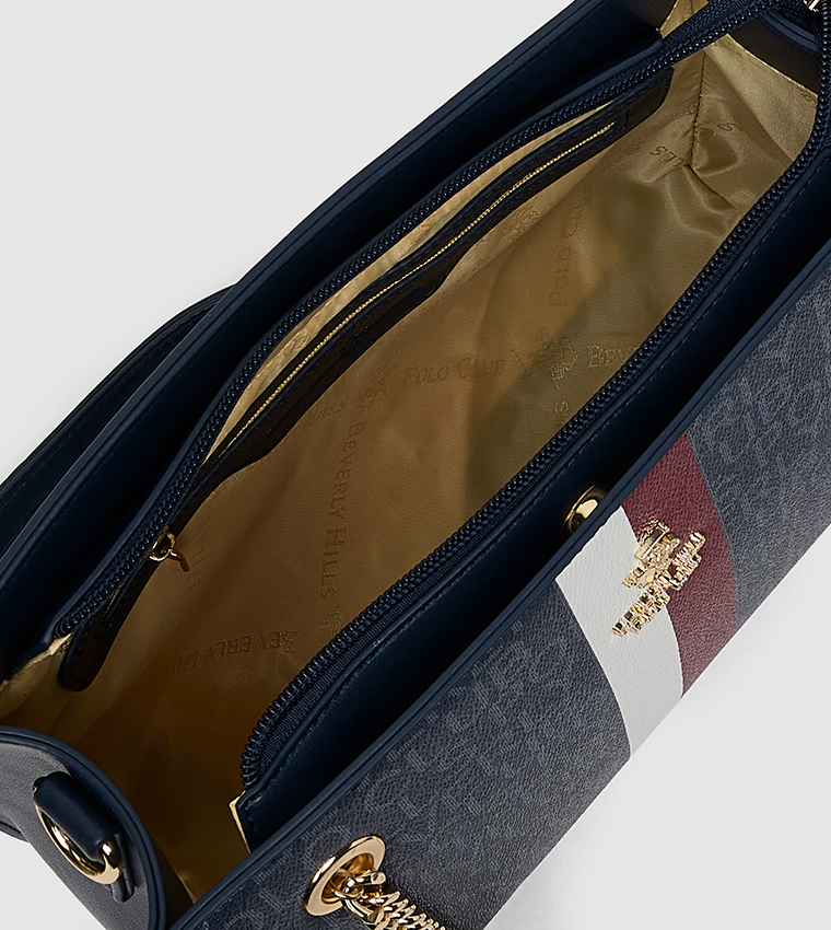 Logo Patterned Convertible Shoulder Bag